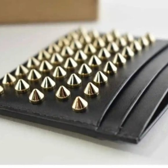 CHRISTIAN LOUBOUTIN gold spike Kios card holder - Picture 2 of 6